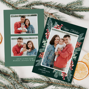 Cartes Pour Fêtes Annuelles Vacances joyeuses saintes et À feuillage persistan