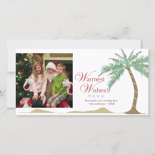 Cartes Pour Fêtes Annuelles Vacances Les Plus Chaudes, Noël Plage Palm Tree (Devant)