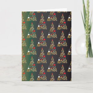 Cartes Pour Fêtes Annuelles Vacances matte vert or motif de Noël