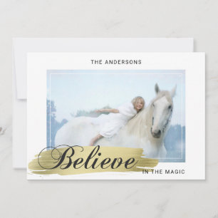 Cartes Pour Fêtes Annuelles Vacances Noël CROIRE en or magique PHOTO