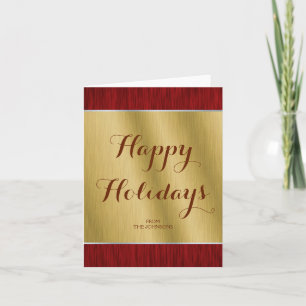 Cartes Pour Fêtes Annuelles Vacances personnalisées Gold et Red Elegant