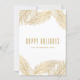 Cartes Pour Fêtes Annuelles Vacances Pinecones d'or et Aiguilles de pin