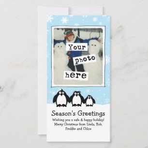 Cartes Pour Fêtes Annuelles Vacances Pingouins Fun Family Photo Noël