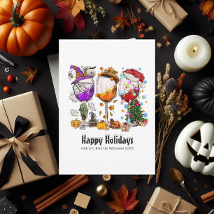 Cartes Pour Fêtes Annuelles Vacances Quirky Collage Vins Vêtements
