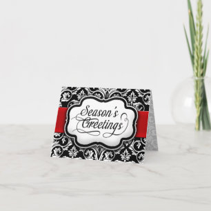 Cartes Pour Fêtes Annuelles Vacances rouges/noires de damassé