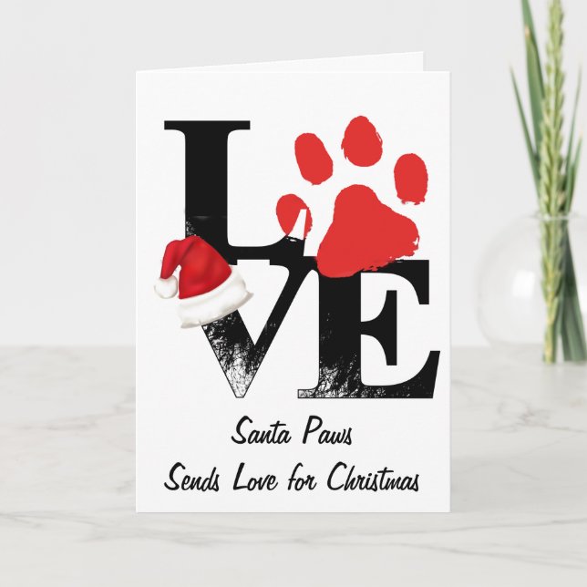 Cartes Pour Fêtes Annuelles Vacances Santapaws - Empreinte de patte dans l'AMO (Devant)
