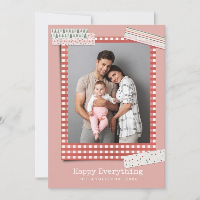 Cartes Pour Fêtes Annuelles Vacances Scrapbooking | photo de cadre Gingham (Devant)
