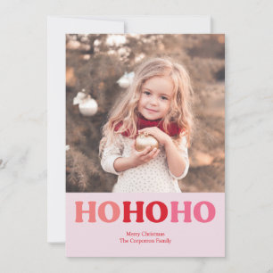 Cartes Pour Fêtes Annuelles Vacances simples et modernes   Photo rouge et rose