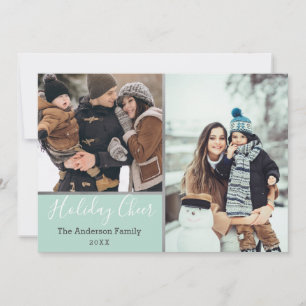 Cartes Pour Fêtes Annuelles Vacances vertes modernes Cheval Faux Silver Photo
