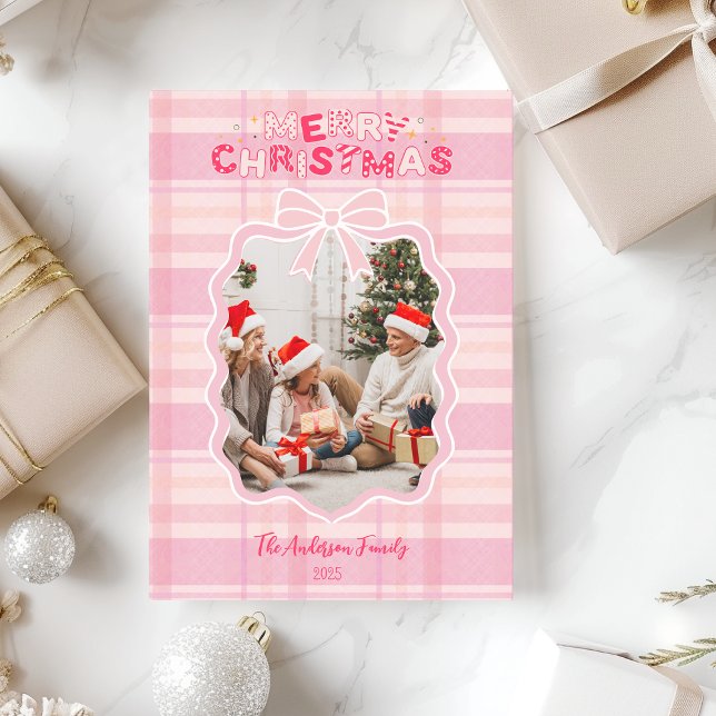 Cartes Pour Fêtes Annuelles Vacances Whimsical Pink Retro (Créateur téléchargé)