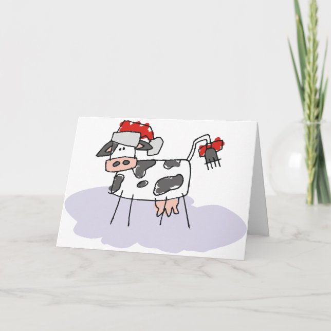 Cartes Pour Fêtes Annuelles Vache de Noël de la belle campagne (Devant)