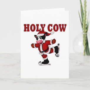 Cartes Pour Fêtes Annuelles Vache de Noël de patinage