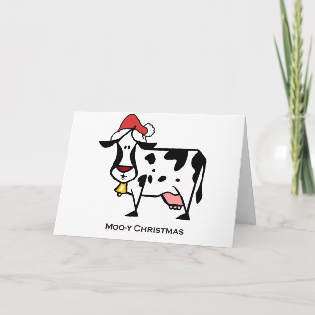 Cartes Pour Fêtes Annuelles Vache de Noël mignonne (Devant)