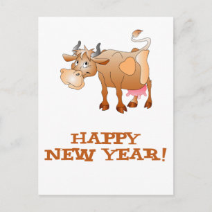 Cartes Pour Fêtes Annuelles Vache de Nouvel An heureux