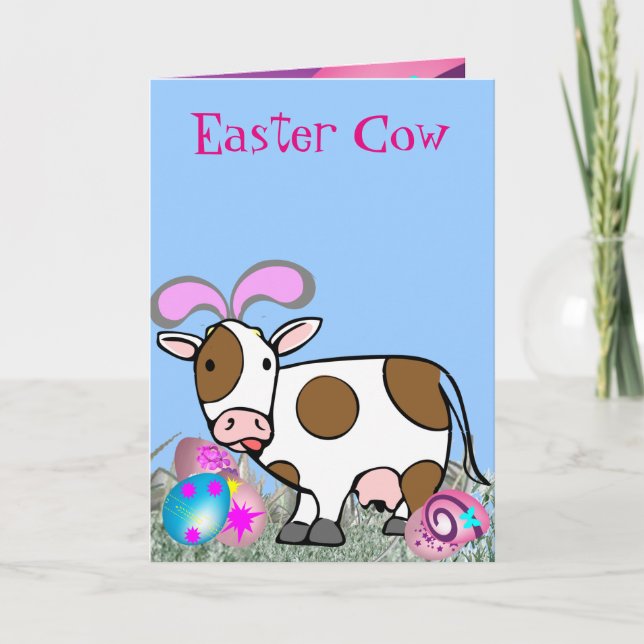 Cartes Pour Fêtes Annuelles Vache de Pâques (Devant)