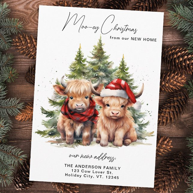 Cartes Pour Fêtes Annuelles Vache des Highlands Cosy Nouvel Adresse Joyeux Noë (Créateur téléchargé)
