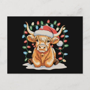 Cartes Pour Fêtes Annuelles Vache des Highlands Santa Noël Xmas Vacances