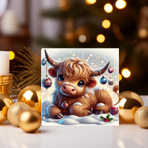 Cartes Pour Fêtes Annuelles Vache des Highlands se reposant dans un pays des m