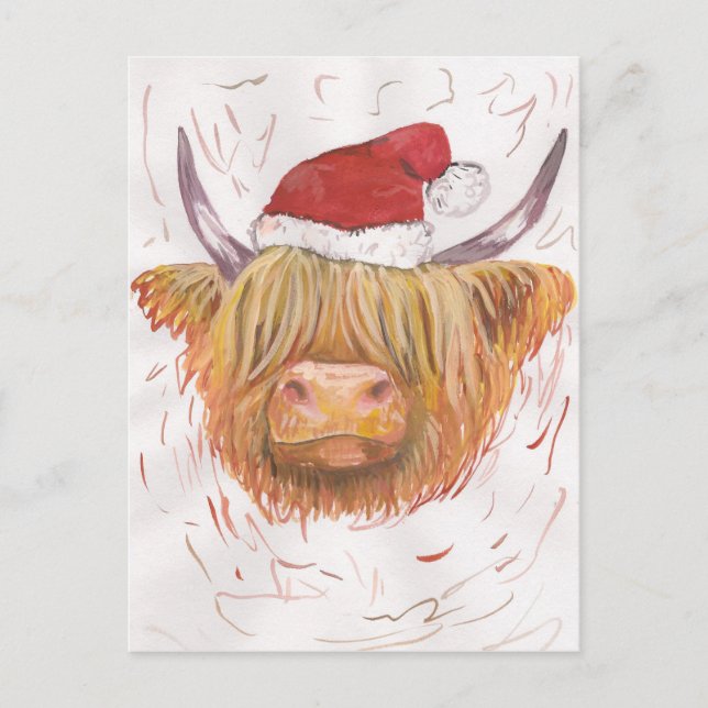 Cartes Pour Fêtes Annuelles vache des montagnes à roucoulement de Noël avec le (Devant)
