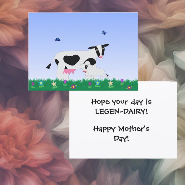 Cartes Pour Fêtes Annuelles Vache Mignonne Fête des Mères (Créateur téléchargé)