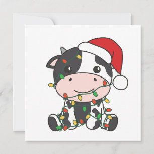 Cartes Pour Fêtes Annuelles Vache Noël Animaux d'hiver Vaches de vacances
