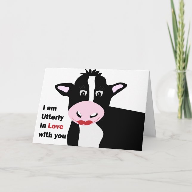 Cartes Pour Fêtes Annuelles Vache Utter Love Valentine's Greeting (Devant)