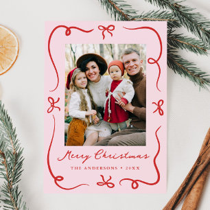 Cartes Pour Fêtes Annuelles Vaches à main fantaisie rose 2 photo Noël