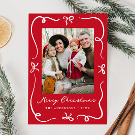 Cartes Pour Fêtes Annuelles Vaches à main fantaisie rouge 2 photo Noël