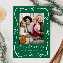 Cartes Pour Fêtes Annuelles Vaches à main fantaisie vert 2 photo Noël