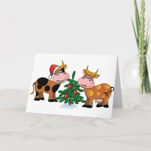 Cartes Pour Fêtes Annuelles Vaches à Noël