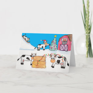 Cartes Pour Fêtes Annuelles Vaches de Noël