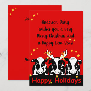 Cartes Pour Fêtes Annuelles Vaches de Noël plat personnalisé