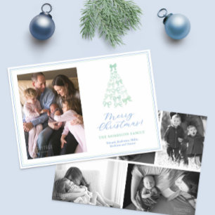 Cartes Pour Fêtes Annuelles Vaches modernes Bleu Vert Joyeux Noël Photo