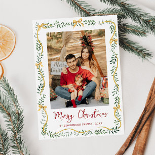 Cartes Pour Fêtes Annuelles Vaches vertes et or Joyeux Noël Photo
