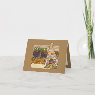 Cartes Pour Fêtes Annuelles vagabond Thanksgiving sentiment de dinde gnome