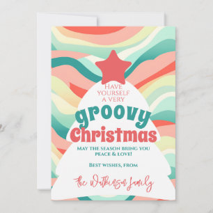 Cartes Pour Fêtes Annuelles Vague arc-en-ciel de Noël Super rétro