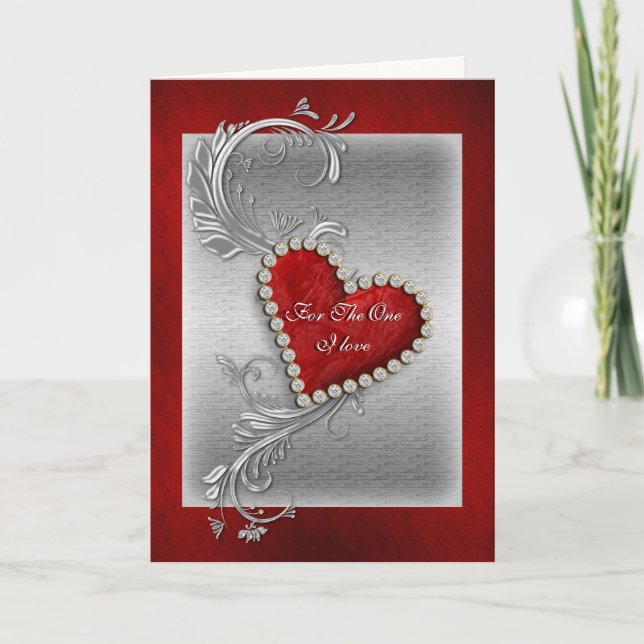 Cartes Pour Fêtes Annuelles Valentine amour coeur rouge romantique (Devant)