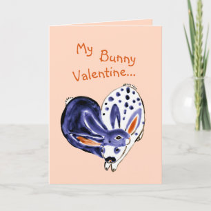 Cartes Pour Fêtes Annuelles Valentine Bunny Pink Rabbit Heart Simple mignonne 