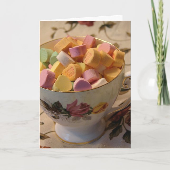 Cartes Pour Fêtes Annuelles Valentine Candy en Teacup (Devant)
