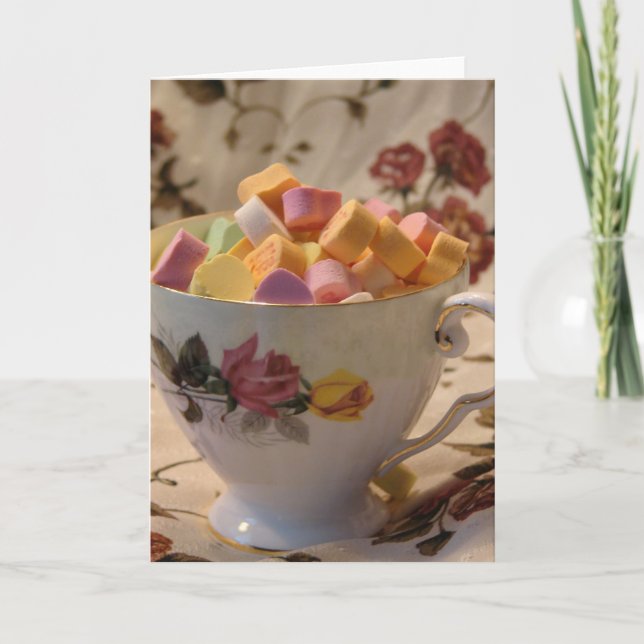 Cartes Pour Fêtes Annuelles Valentine Candy et Tea Rose (Devant)