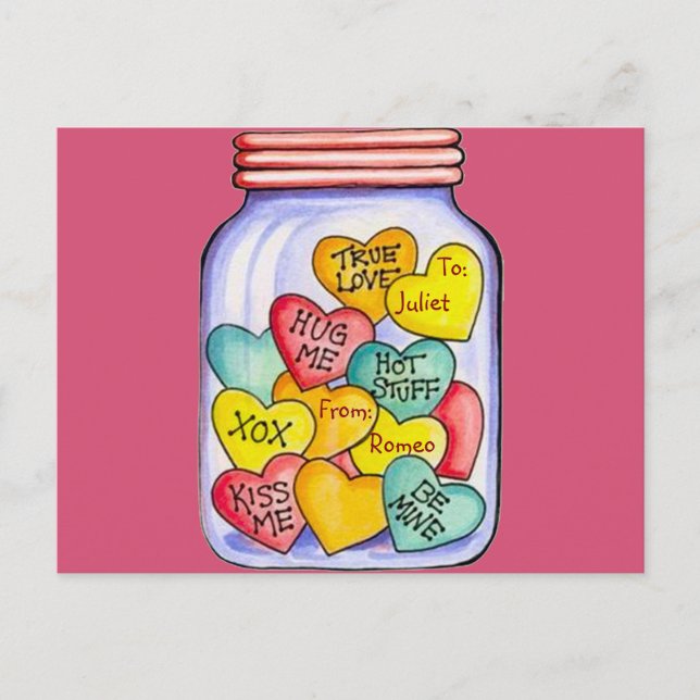 Cartes Pour Fêtes Annuelles Valentine Candy Jar (Devant)