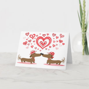 Cartes Pour Fêtes Annuelles Valentine Dachshunds - Customisé