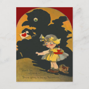 Cartes Pour Fêtes Annuelles Valentine de fille effrayée de chiot monstre