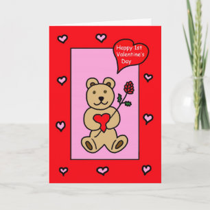 Cartes Pour Fêtes Annuelles Valentine du bébé premier -- Ours de nounours