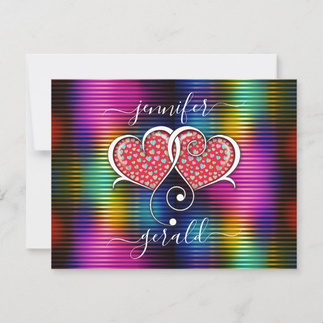 Cartes Pour Fêtes Annuelles Valentine Élégant Coeurs Interverrouillés Design (Devant)