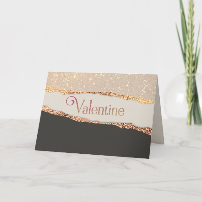 Cartes Pour Fêtes Annuelles Valentine, Elegant Or & Noir (Devant)