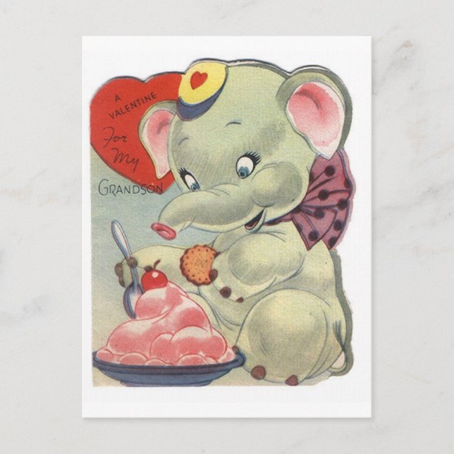 Cartes Pour Fêtes Annuelles Valentine Elephant (Devant)
