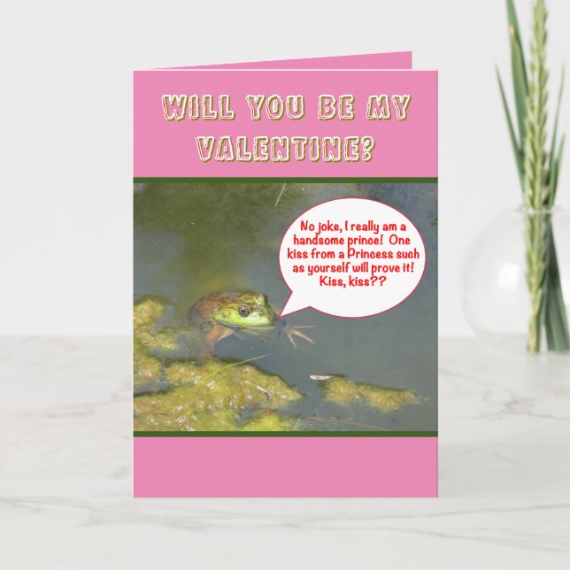 CARTES POUR FÊTES ANNUELLES VALENTINE/FLIRTATIEUX, CUTE/KISSING UN FROG VACANC (Devant)