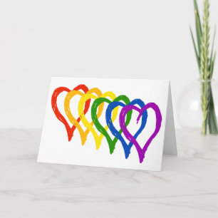 Cartes Pour Fêtes Annuelles Valentine Gay pride Rainbow Layered Hearts