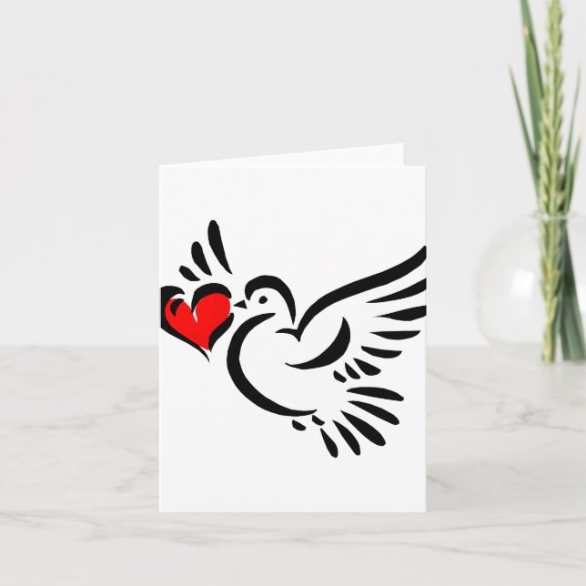 Cartes Pour Fêtes Annuelles valentine graphique d'amour de colombe de coeur (Devant)